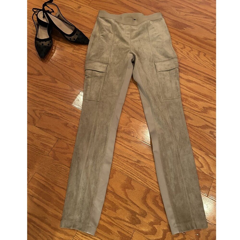 BCBGMAXAZRIA “Wilcox” Faux Suede Cargo Leggings – Khaki – S